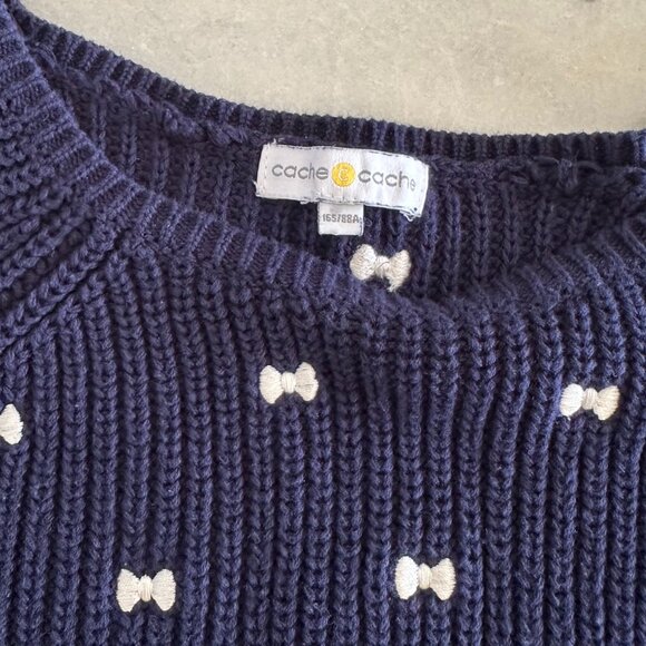 Coquette Girl Crop Embroidered Bow Sweater - Picture 5 of 9